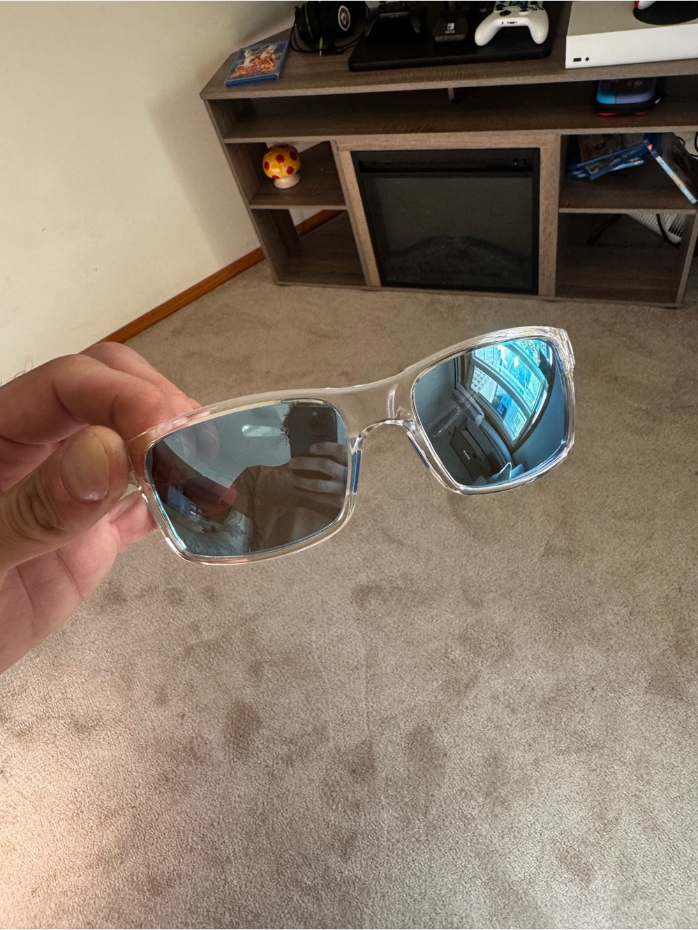 REVO Crawler RE 1027 09 BL Clear/Blue Polarized Sunglasses Unisex Like NEW